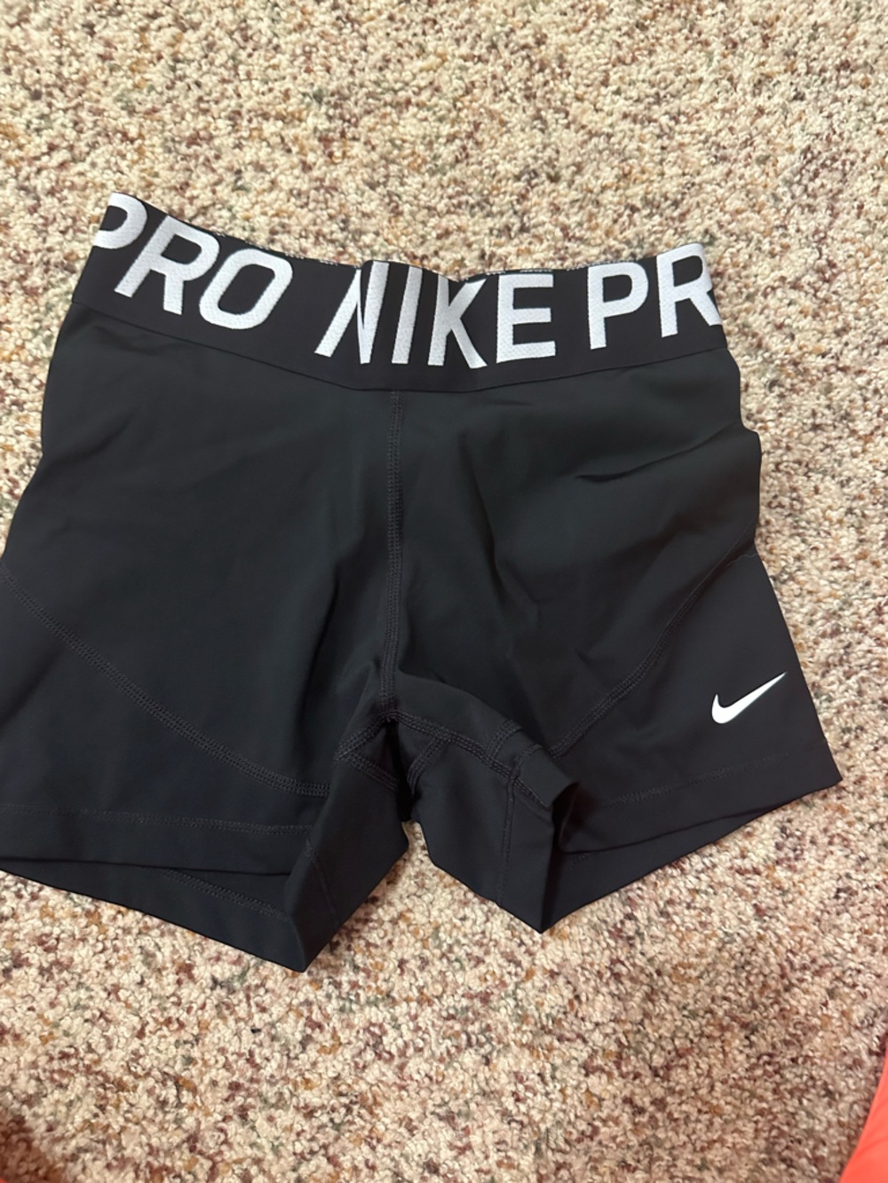 Nike Pro Black Athletic Shorts with White Logo